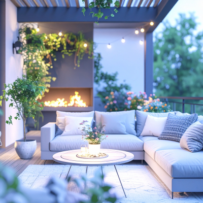 Eine sch&ouml;ne Terrasse bildet die Verbindung zwischen Haus und Garten.